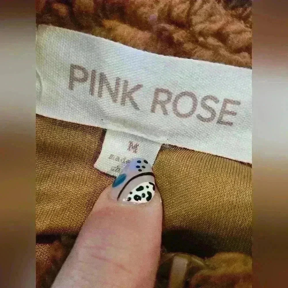 Pink Rose Half Zip Animal Print Sherpra - Picture 2 of 7